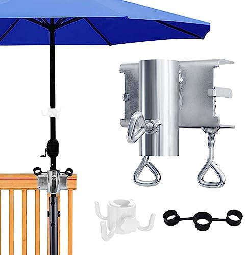 Tokenhigh Table Balcony Umbrella Holder Clamp,Sun Parasol Holder,Parasol Holder Balcony Railing,Adjustable,Diameter 25-38 mm,for Balcony Railing,Garden,Balcony,Patio or Table. (portrait)