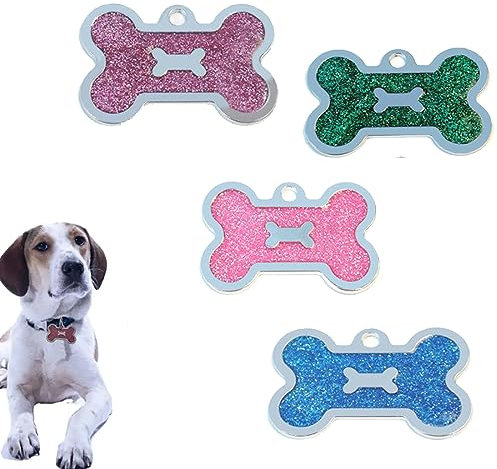DDKY Placa De Identificación De 4 Piezas De Placas De Identificación Personalizadas, Placa Perro Personalizada Chapa Perro Grabada Para Gatos y Perros