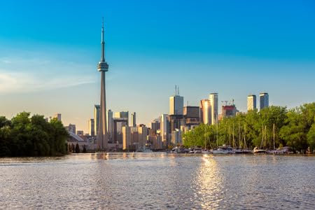 adrium Acryl-Bild 90 x 60 cm: Skyline der Stadt Toronto von der Mittelinsel bei Sonnenuntergang, Ontario, Kanada (87099979)