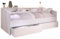 CaliCosy Kopfteil mit Nischen und Nachttische, 1 integrierte Schublade, für Betten mit 140 und 160 cm – Dekor Weiß und Eiche – aus Spanplatten – für Schlafzimmer – L255 x B36 x H103 cm