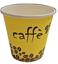 100 Bicchieri in Carta 75 ml in cartoncino biodegradabile per Bevande Calde e Fredde, Caffé, orzo, Te, Acqua Chicco Di Caffe' (giallo, 100)