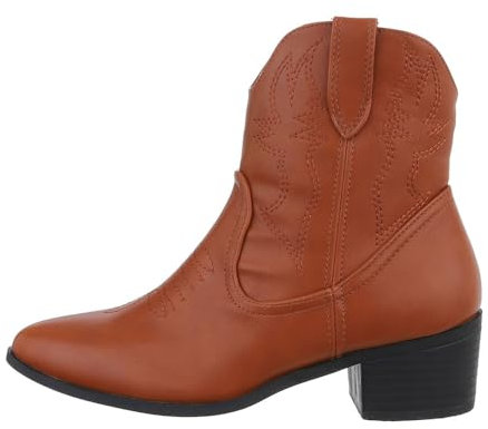 Ital Design Damenschuhe Stiefeletten Western- & Bikerboots, 9988-2-, Kunstleder, Camel, Gr. 38
