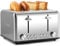 Cusimax 4 Slices Toaster, Stainless Steel Toaster with 4 Extra-Wide Bread Slots and 6 Variable Browning Shade Controls, Featuring with Defrost/Reheat/Cancel Settings, Removable Crumb Tray