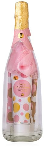 accentra - LET'S CELEBRATE Geschenkset in wiederverwendbarer Geschenkbox (Flasche Champagner-Optik) zur Entspannung für Frauen zum Geburtstag oder Valentinstag 4-Teiliges Wellness Pflegeset