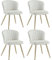 Wahson Samt Esszimmerstühle 4er Set, Moderner Esszimmerstuhl Gebogene Linie Rückenlehne, Küchenstuhl mit goldenem Fuß, Akzentstuhl für Esszimmer/Wohnzimmer,Beige