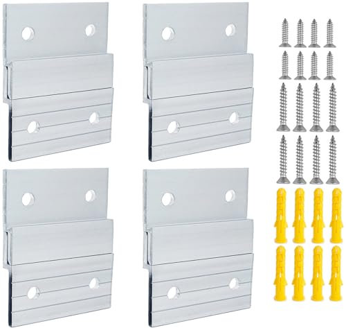 Ayiciel Gancho de aluminio con tacos franceses de 2 pulgadas, gancho de aluminio entrelazado para marco de fotos, gancho resistente con clip en Z, soporte de montaje en pared (2 pulgadas, 4 pares)
