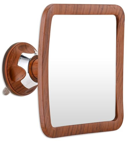 Beschlagfreier Rasierspiegel mit Starkem Saugnapf und 360 Grad Drehbar - Unzerbrechlicher Anti-Beschlag Spiegel für Männer und Frauen, Fogless Shower Mirror - 16cm x 16cm (Bamboo Druck)