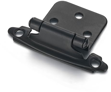 Vallecloud 10 Pack (5 Pair) Matte Black Self Closing Cabinet Hinges for Flush Mount Kitchen Cabinet Door, 1/2 Overlay (Variable) Face Frame Semi Concealed Kitchen Cabinet Hinges