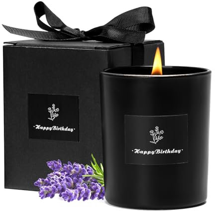Toptime Duftkerzen im Glas, Geburtstag Lavendel Duftkerze für Zimmer Deko, Natürliche Sojawachs Happy Birthday Kerzen 30 Stunden Brenndauer, Luxus Kerzen im Glas Geschenke für Frauen Männer, 160g