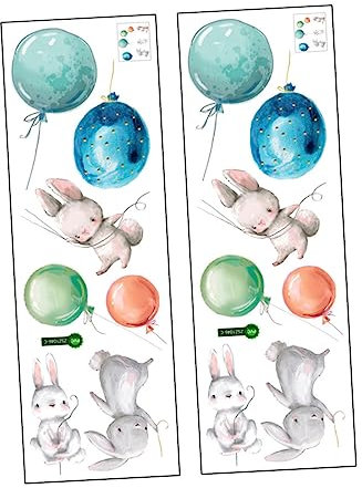 SHOWERORO 2stücke Cartoon Kaninchen Wandaufkleber Tier Wand Abziehbilder Schöne Home Dekorationen Für Schlafzimmer Ornamente Aus Pvc Mit Sanftem Klebstoff