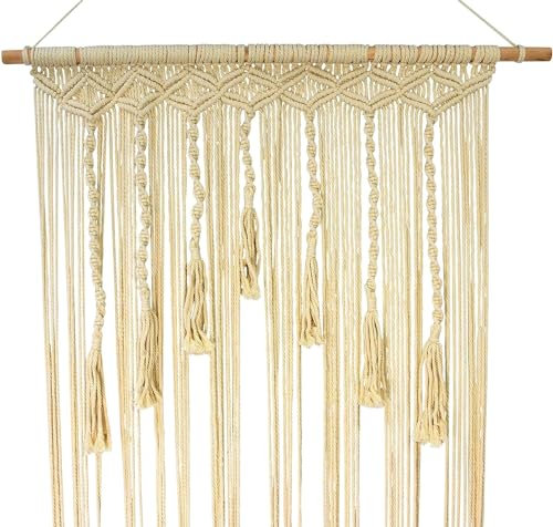 Dekoleidenschaft Türvorhang Makramee 90x200 cm im Boho Chic, aus 100% Poly Baumwolle, Türgardine für Balkontür, Terrassentür, Zimmertüren oder als Wandbehang oder Raumteiler, Fadenvorhang