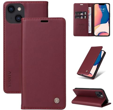 FMPCUON Cover per Huawei P Smart Z/Y9 Prime 2019 Pelle Premium, Cover Slot per Schede Portafoglio Custodia Magnetica Flip con Supporto Flip Cover per Huawei P Smart Z/Y9 Prime 2019,Rosso profondo