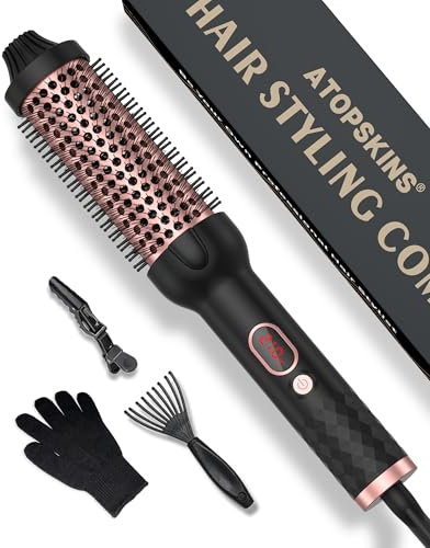 38mm Haarstyling Lockenbürste,Double PTC Thermal Brush,Haarstyling Lockenbürste,Volumen Haar Kamm Rundbürste,Hot Brush LCD-Anzeige 120-210℃,Double Spannung Stylingbürsten für Reise