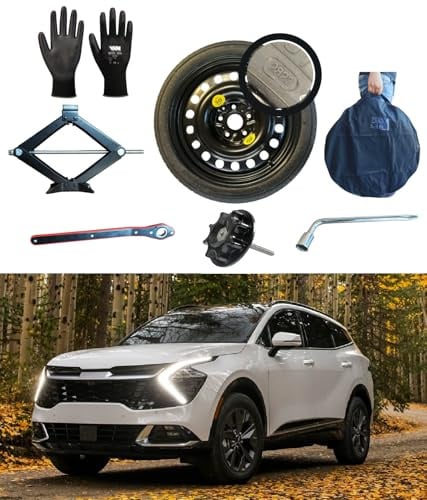 Notrad 17 kompatibel mit Kia Sportage mit Wagenheber, Schlüssel, Befestigungsschraube, Handschuhe und Tasche 135/90R17
