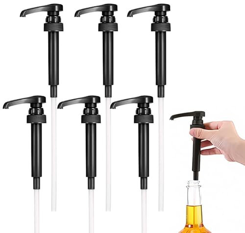 6 Tête De Pompe À Sirop, Coffee Syrup Pump Distributeur Sirop Pompe, Pompe À Sirop À Café Distributeur,Réutilisables Pompe Doseuse pour Cuisines À La Maison Et Cafés (Noir)