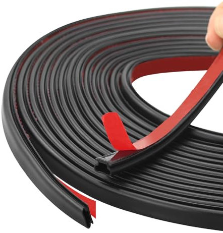 7M Black D-Shape Rubber Weather Seal Strip Draught Excluder for Door Frame and Gaps,Anti-Collision Self Adhesive Soundproof Windproof Dustproof Waterproof Stripping,Draft Excluder Insulation Tape