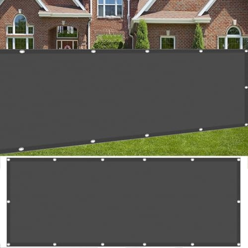 Balkon Sichtschutz Ohne Bohren 90 x 120 cm Uv-Schutz, Windschutz Balkon Verkleidung mit Ösen Kabelbinder Und Kordel für Balkongeländer, Terrasse Garten, Dunkelgrau