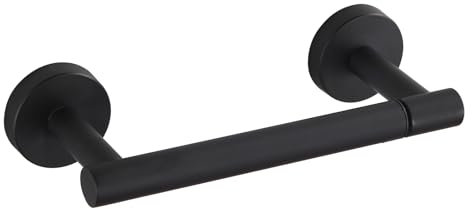 BGL Toilet Paper Holder Black Wall Mount, Bathroom Toilet Paper Holder Matte Black SUS 304 Stainless Steel, Double Post Pivoting Toilet Paper Roll Holder for Bathroom RV