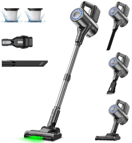 VersLife S7 PRO Cordless Vacuum Cleaner, 40Kpa 40Mins 2-in-1 Stick Vacuum, Lightweight and Versatile, Deep Cleans, Self-Standing, Green LED