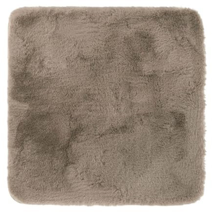 Badematte - 60 x 60 cm - Taupe - mit gummierter Unterseite - Felloptik