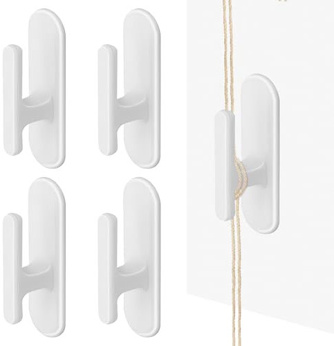 NECXON 4 Pcs Blind Cord Safety Device, Adhesive Hooks Blind Cord Winder Cleat Hooks Sticky Hooks for Hanging Self Adhesive Hooks for Blind Cord Holder (White)