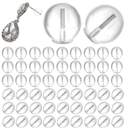 Nogeqi 200 Stück Ohrring Verschluss Silikon Ohrstecker Verschluss Silikon Ohrring Stopper Transparent Ohrring Stecker Verschluss Ohrringe Verschluss für Ohrstecker Ohrringe Hakenohrringe