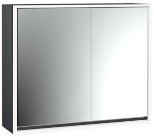 Emco loft Lichtspiegelschrank, 800mm, 2 Türen, Aufputzmodell, schwarz/Spiegel, 979813310, Ausführung: breite Tür Links