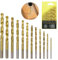 13pcs Metal Drill Bits for Hard Steel, Drills Bits For Metal, Drill Bit Sets, Metric High Speed Steel Set, Titanium Drills Bit Set for Drilling Wood, & Plastic