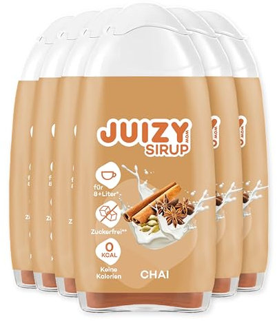 JUIZY WOW Chai Spice Latte Sirup Zuckerfrei | 6 x 65ml Barista Coffee Chai | Natürlicher Getränkesirup | Kaffee Upgrade | Zero Kalorien | Veganes Getränkekonzentrat Fertiggetränk | Milch & Kaffee