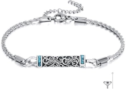DAYLINLOVE Dragonfly Urne Armband für Asche 925 Sterling Silber Türkis Dragonfly Kremation Schmuck für Asche Erinnerungsanhänger Medaillon Armband für Frauen