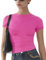 Womens Basic Short Sleeve Slim Fit T Shirts Soft Crewneck Crop Y2k Tees Summer Stretchy Cute Tops Hot Pink S