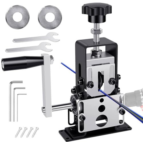 TUAKIMCE Cable Stripper Machine, Copper Wire Stripper Machine with 2 Blades, 1-25mm Cable Stripper Tool with Hand Crank for Copper Scrap Recycling, Manual Electric Drill Operation
