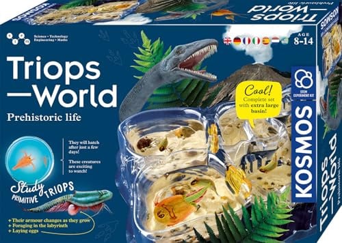 KOSMOS Triops World, Prehistoric Life, Experiment Kit | Explore Prehistoric Crustaceans, Complete Set with extra-Large Tank, multilingual Instructions (INT)