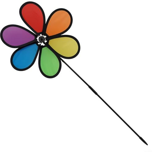 Eine charmante Ergänzung für Ihren Garten. Dieses bunte Blumen-Windrad dreht sich mit der Brise