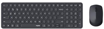 Rapoo I Kabellose Tastatur und Maus (9310M, Ultraslim, Bluethooth, 2,4 GHz, Batterien) Dunkelgrau