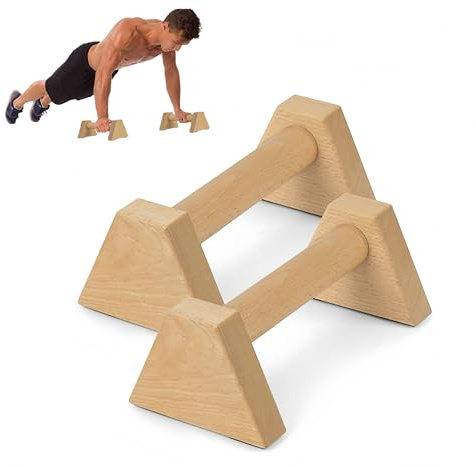 flintronic Liegestützgriffe Holz, 1 Paar Rutschfeste Push Up Bars, Holz Parallettes, Ergonomische Handstandgriffe für Calisthenics, Yoga, Fitness, Oberkörpertraining