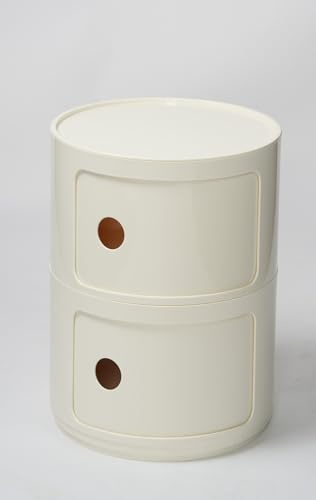 Componibili 3/4/2 Nachttisch Rund mit Schublade | Runder Badezimmerschrank Schmal Eckregal Beistelltisch mit Schiebetür, Sofa Tisch Moderner Side-Table Vorratsschrank(Off White,2 Tier)