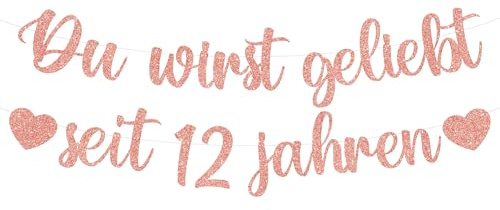 Tasoraor Deko 12 Geburtstag Mädchen Girlande - 12. Geburtstagsdeko Du Wirst Geliebt Seit 12 Jahren Banner, Rosegold Geburtstagsgirlande für 12 Kindergeburtstag Dekoration