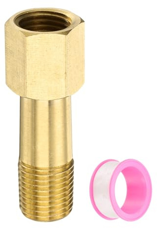 PATIKIL Racordo Per Tubo In Ottone Maschio 1/4 G x Femmina 1/4 G Prolunga Tubo Adattatore Con Nastro 2 Pollici / 50mm Lunghezza
