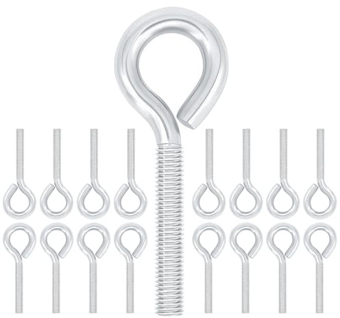 Qrity 20 Pezzi Bullone a Occhiello M5 x 24 mm in Acciaio al Carbonio, Gancio Chiuso con Vite ad Anello per Fissare e Appendere Cavi, Argento
