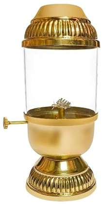 BishtHub Akhand Diya Öllampe aus Messing, verstellbar, mit Glasabdeckung, Deepam Jyot Pooja Artikel für Heimdekoration, 1 Stück, 16,5 cm