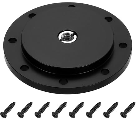 PATIKIL Soporte Adaptador para Trípode con Rosca De 3/8 Y 50mm De Diámetro, Plato De Montaje para Trípode con Brida De Aleación De Aluminio para Pared Incluye Tornillos Adaptadores 1/4