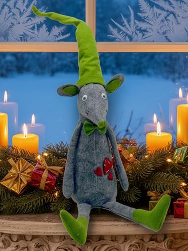 Pommerntraum ® | Weihnachtsdekoration Dekorationsfigur Sammlerfigur Weihnachtsmaus Dekomaus Wintermaus Filzmaus Maus Mäuserich (Karlchen Gruen)