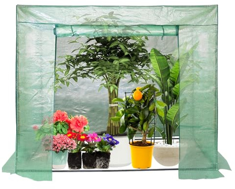 Peviasot Gewächshaus, 200*80*170 cm Überwinterungszelt für Pflanzen, Foliengewächshaus mit Gitternetzfolie, Hochbeet mit Abdeckung, Anzuchthaus für Tomaten, Gemüse, Obst, Blumen, Garten, Balkon, Grün