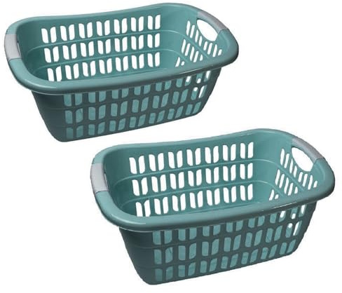 Wäschekorb Wäschewanne Plastik Kunststoff Korb Griffen (2 Stück Grün)