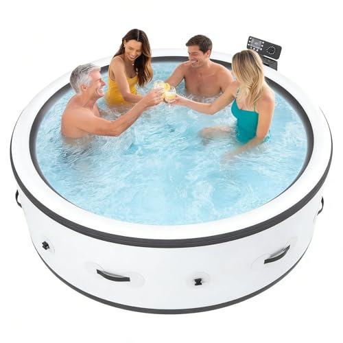 SHUMIAO SPA Hinchable Inflable Grande para 4 a 6 Personas, SPA Portátil para Exteriores con 150 Chorros De Aire, SPA Hinchable De Masaje para Patio, Jardín Y Exteriores, 81 X 28