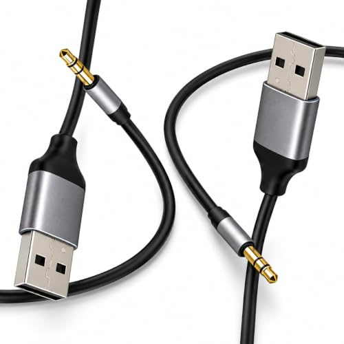 2PCS Câble USB vers 3,5mm Jack 2M, USB Audio, Adaptateur Externe avec DAC Intégré, Sortie Stéréo 3,5 mm Plug and Play pour PC, Ordinateur Portable, Casque, Enceinte et Téléviseur Compatible