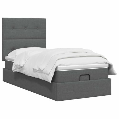 vidaXL Ottoman Bett mit Matratze Dunkelgrau 80 x 200 cm Stoff