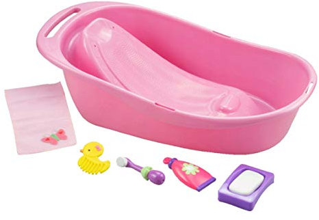 JC TOYS Baby Doll - Vasca da Bagno realistica per Mantenere Il Tempo di Gioco, Adatta a Bambole Fino a 40,6 cm, Include Vasca da Bagno e Accessori, età 2+, Rosa