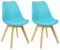 WOLTU Esszimmerstühle 2er Set, Skandinavische Küchenstühle mit Massivholz Beinen, Retro Design, Sitzfläche aus Kunstleder, bis 150 kg belastbar, Blau